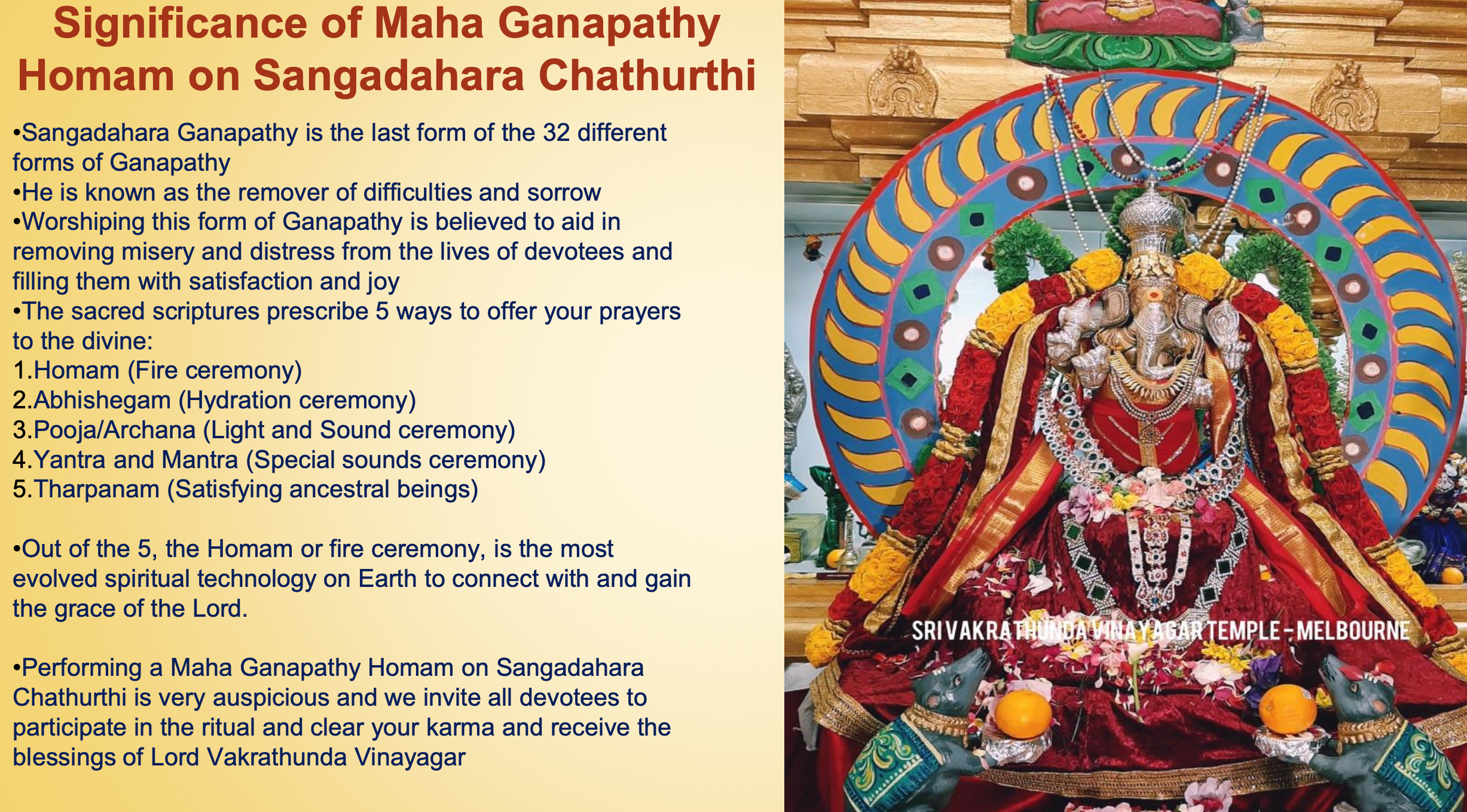 Significance of Maha Ganapathy Homam on Sangadahara Chathurthi